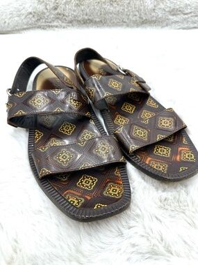 Prada Men Strappy Leather Slingback Sandals Open Toe Resort Sz 9.5